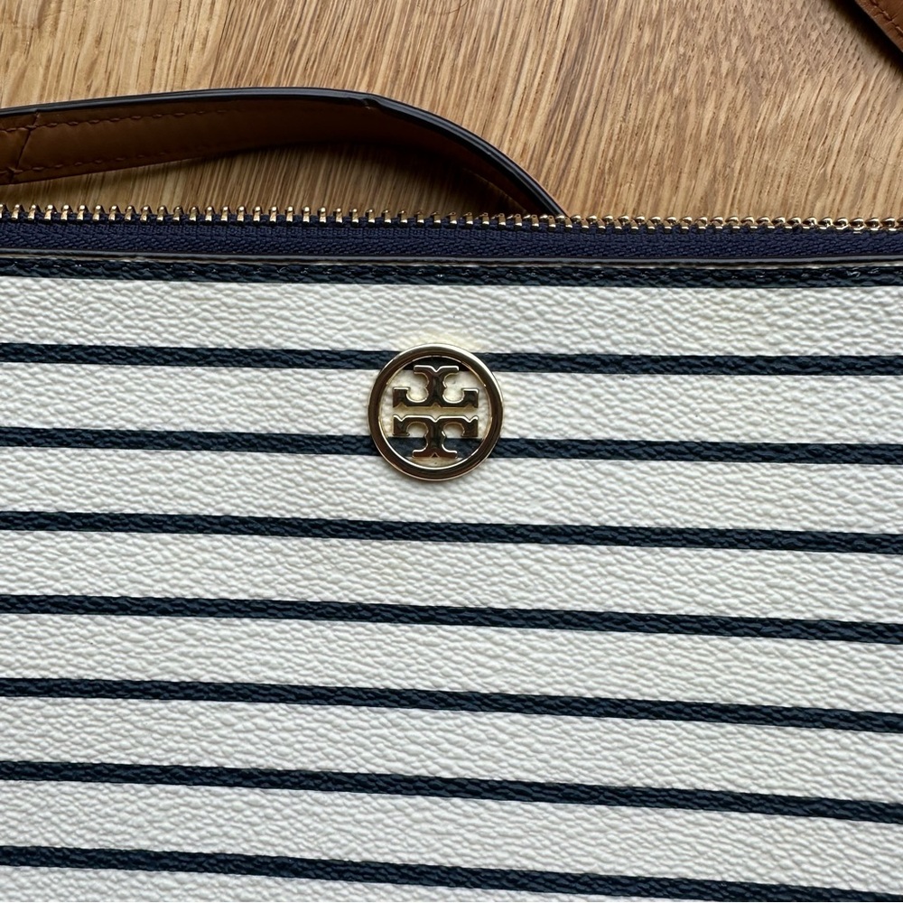 Tory Burch Robinson Printed Cross Body Bag, Navy Fleet Stripe - Picture 2 of 12